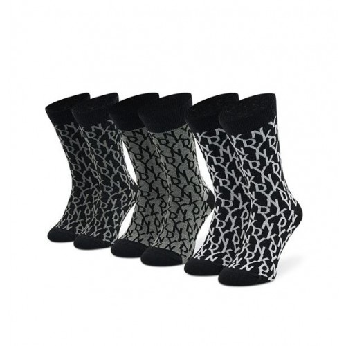 DKNY ανδρική κάλτσα 3pack σε μαύρο και γκρι χρώμα με γράμματα S5_6268T_DKY-BLACK-GREY LOGO